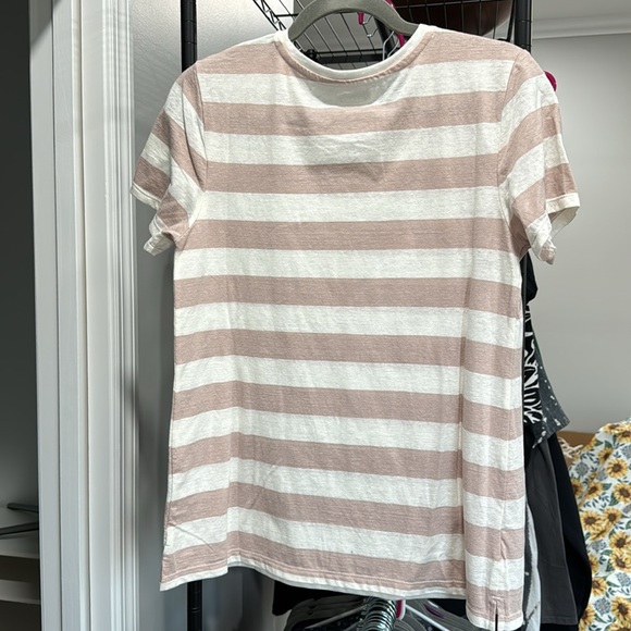 Beige and White Horizontal Striped Shirt - Picture 3 of 3
